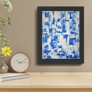 Blue and White Abstract Art work Framed Art