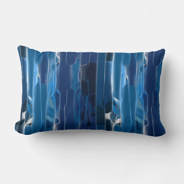 Blue and white abstract bath   lumbar pillow (Front)
