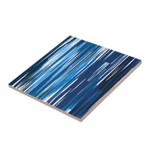 Blue and White abstract Ceramic Tile