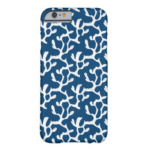 Blue And White Abstract Coral Repeating Pattern Barely There iPhone 6 Case