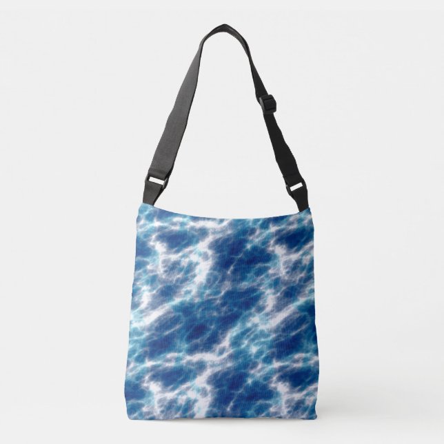 Blue and White Abstract Crossbody Bag (Front)