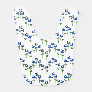 Blue and White Abstract Flowers Baby Bib
