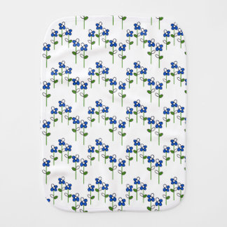 Blue and White Abstract Flowers Baby Burp Cloth