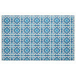 Blue and White Abstract Geometric Pattern Fabric