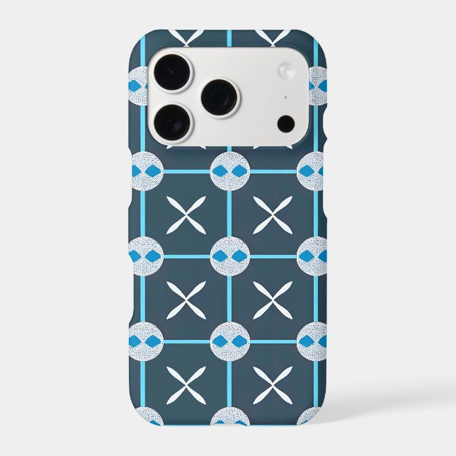 Blue and White Abstract Geometric Pattern Iphone Case (Back)