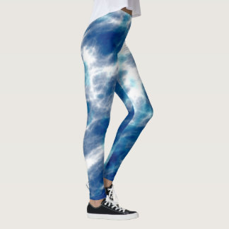 Blue and White Abstract Leggings