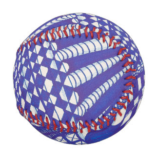 Blue and White Abstract Line Art Baseballs