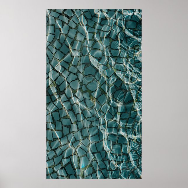 Blue and white abstract painting poster (Front)