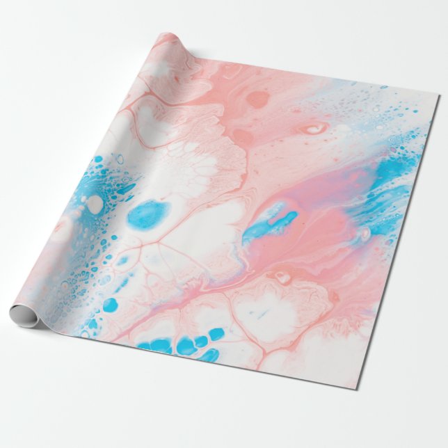 Blue and white abstract painting wrapping paper (Unrolled)