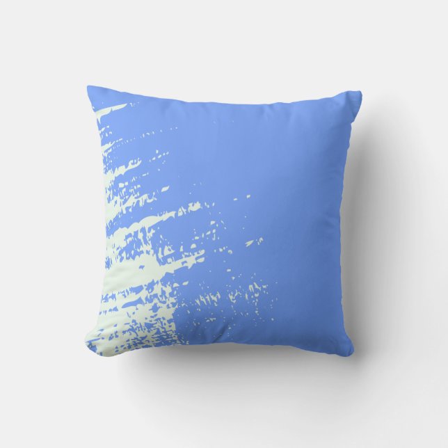Blue and White Abstract Pattern Seaside Throw Pillow (Front)