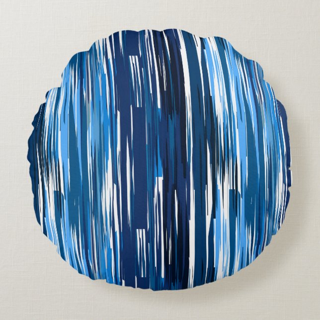 Blue and white abstract   round pillow (Front)