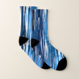 Blue and White Abstract Socks