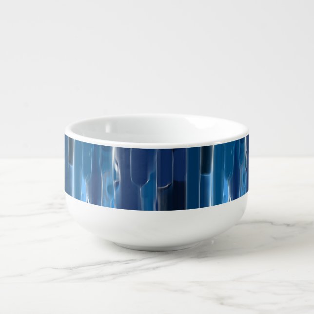 Blue and white abstract   soup mug (Front)