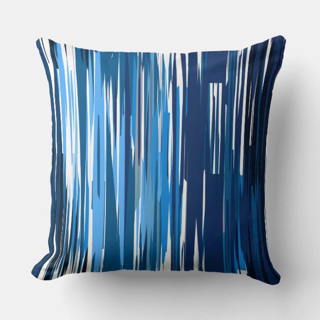 Blue and white abstract   throw pillow (Front)