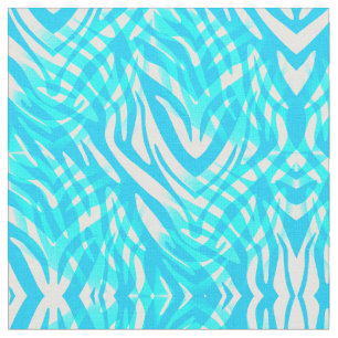 Blue and White Abstract Zebra Fabric