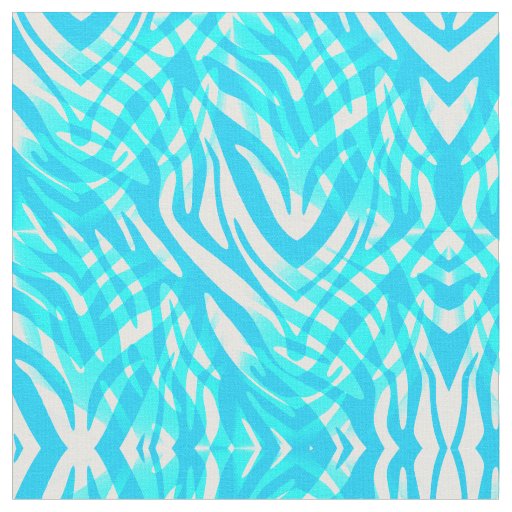 Blue and White Abstract Zebra Fabric