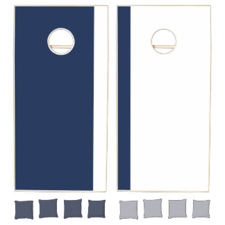 Blue and White Add Your Logo Cornhole Set