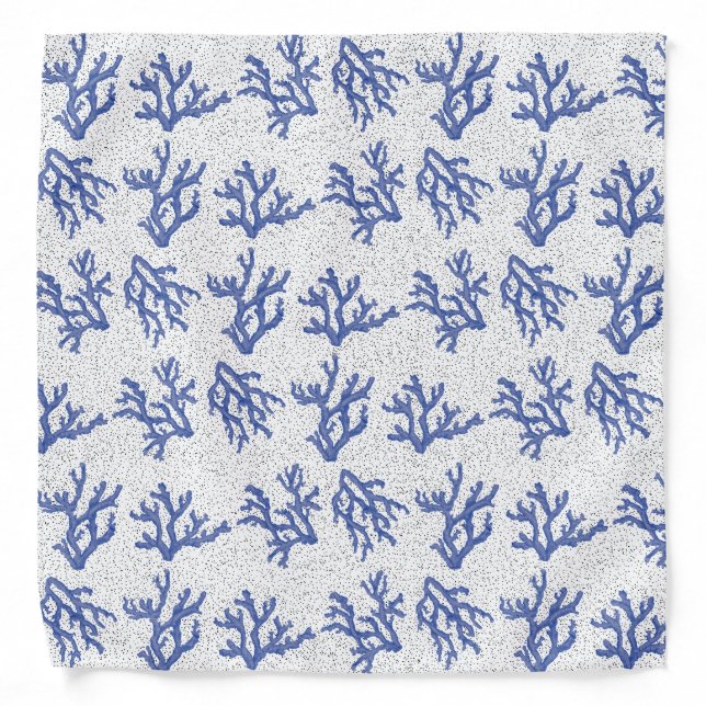 Blue and white allover sea coral  bandana (Front)
