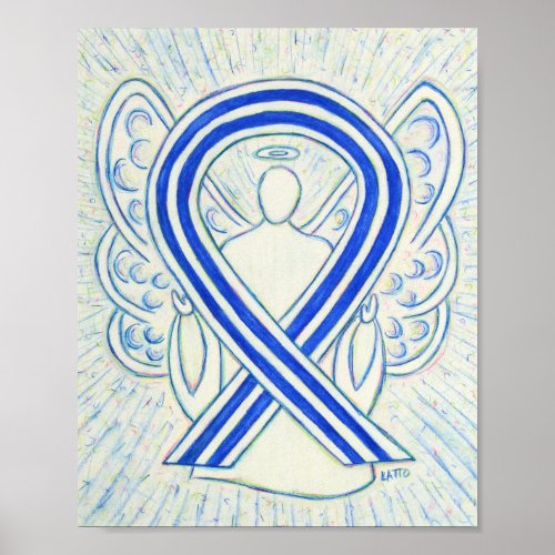 Blue and White ALS Awareness Ribbon Angel Poster