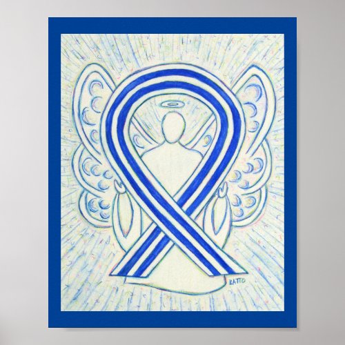 Blue and White ALS Awareness Ribbon Angel Poster