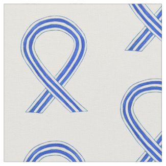 Blue and White ALS Awareness Ribbon Custom Fabric