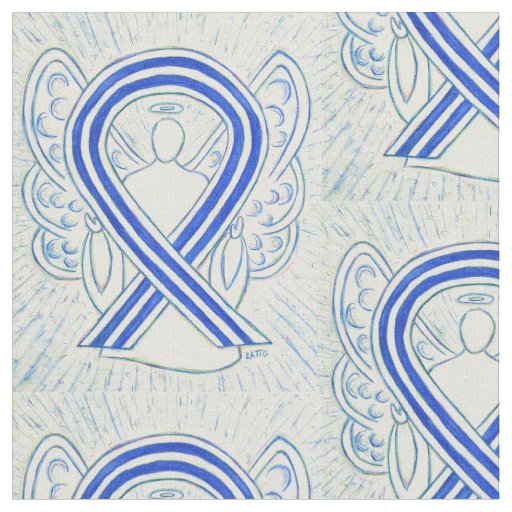 Blue and White ALS Awareness Ribbon Custom Fabric