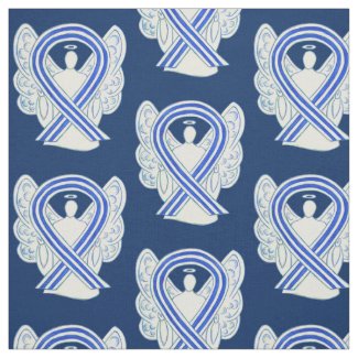 Blue and White ALS Awareness Ribbon Custom Fabric