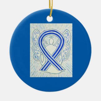Blue and White ALS Awareness Ribbon Ornaments