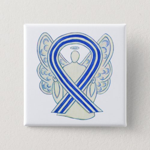 Blue and White ALS Ribbon Awareness Angel Pin
