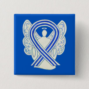 Blue and White ALS Ribbon Awareness Angel Pin