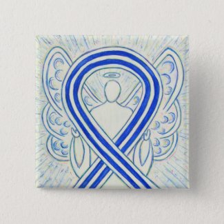 Blue and White ALS Ribbon Awareness Angel Pin