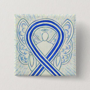 Blue and White ALS Ribbon Awareness Angel Pin