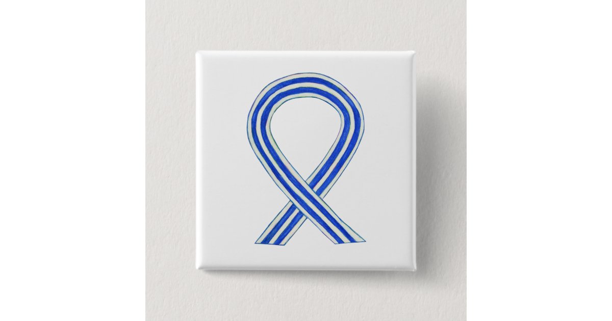 Blue and White ALS Ribbon Awareness Custom Pin | Zazzle