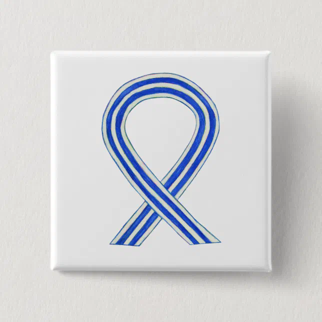 Blue and White ALS Ribbon Awareness Custom Pin | Zazzle
