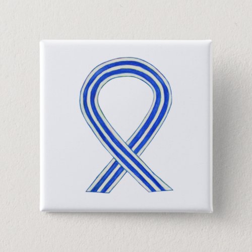 Blue and White ALS Ribbon Awareness Custom Pin
