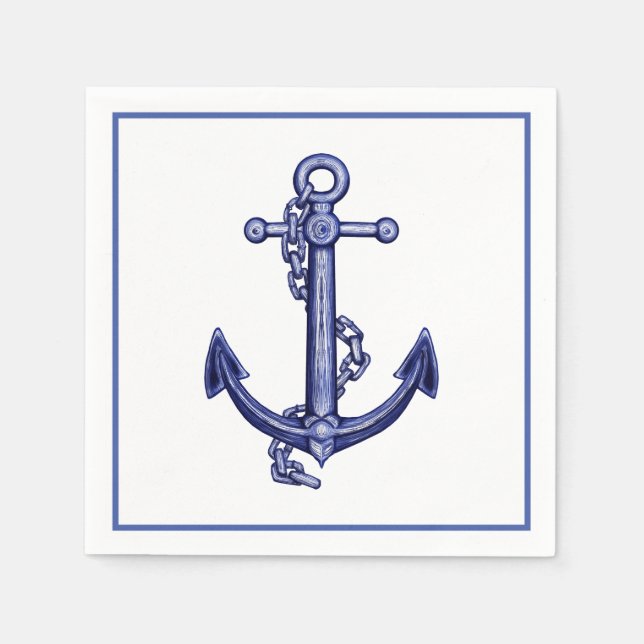 Blue and white anchor napkins (Front)