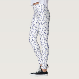 Pattern Of Whales, Cute Whales, Blue Whales Leggings