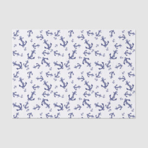 Blue and white anchor pattern tissue paper