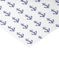 Nautical white anchor on a navy blue background tissue paper