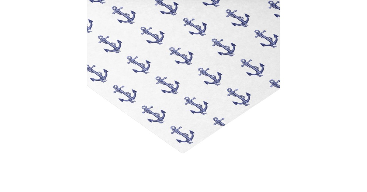 Navy Blue and White Anchors Nautical Pattern Tissue Paper