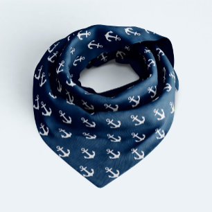 Blue and White Anchors Pattern Bandana