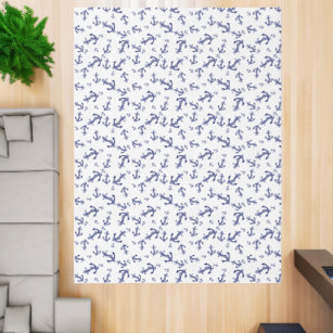 Blue and white anchors  rug