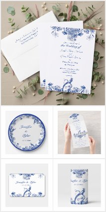 Blue and White Antique China Wedding Suite