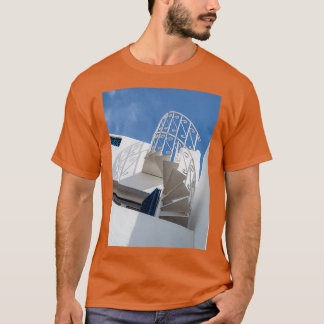 Blue and White Architecture Spirals and Lines in t T-Shirt