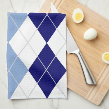 Blue And White Argyle Kitchen Towel by ellejai at Zazzle