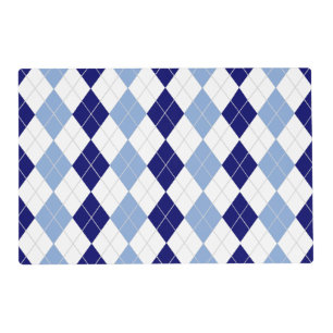 Blue and White Argyle Placemats