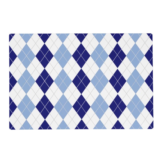 Blue and White Argyle Placemats (Front)