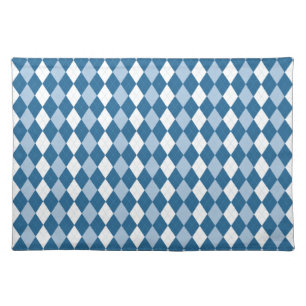 Blue and White Argyle Placemats