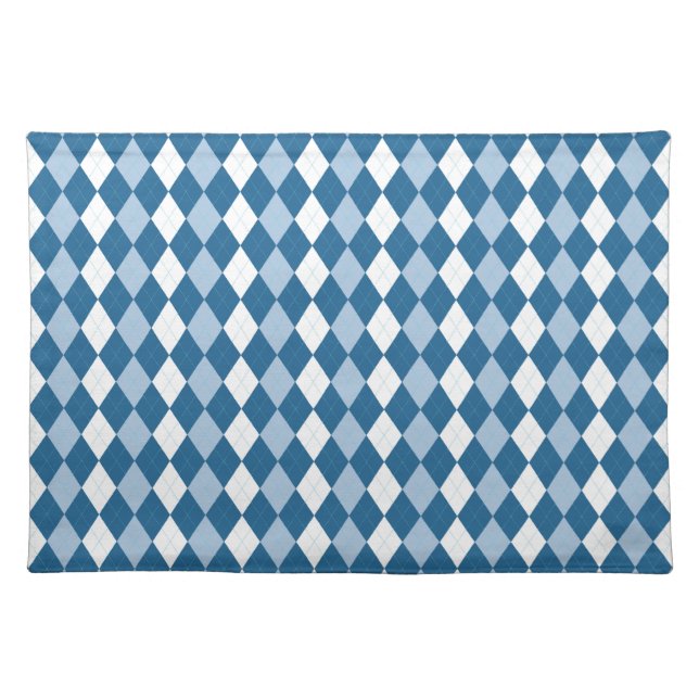Blue and White Argyle Placemats (Front)