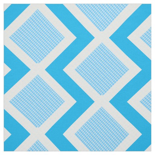 Blue and White Argyle Print Chevron Fabric